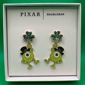 BaubleBar Pixar Disney Mike Wazowski St Patricks’s Day earrings NIB